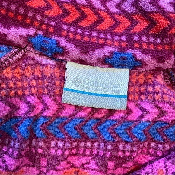 COLUMBIA Multi Printed Aztec pink 3/4 Zip Up Fleece Sweater medium - Picture 5 of 5